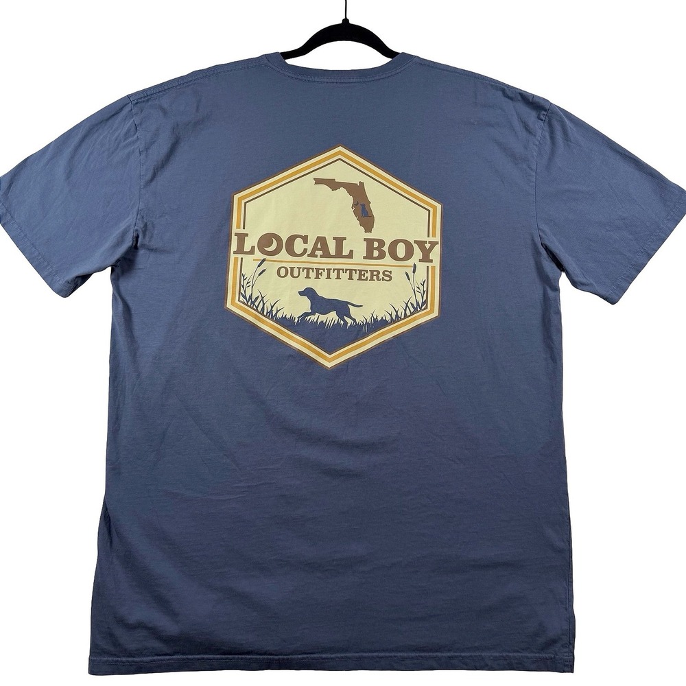 Local Boy Outfitters Florida Dog Graphic Pocket Tee Men XL Blue Southern Coastal